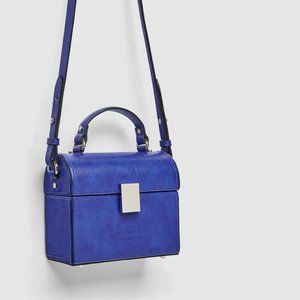 Zara Colbat Blue Cross Body Structured Box Bag
